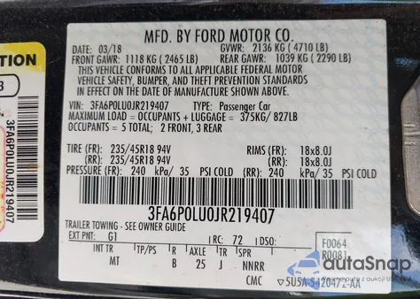 2018 Ford Fusion Hybrid Se from USA, damaged, VIN 3FA6P0LU0JR219407